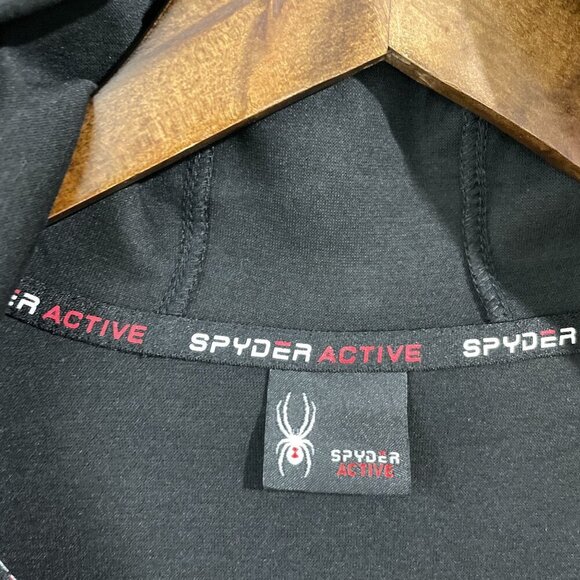 NEW Spyder Active Mens Black Full-Zip Hoodie With Logo Medium-H1102 - Picture 6 of 8